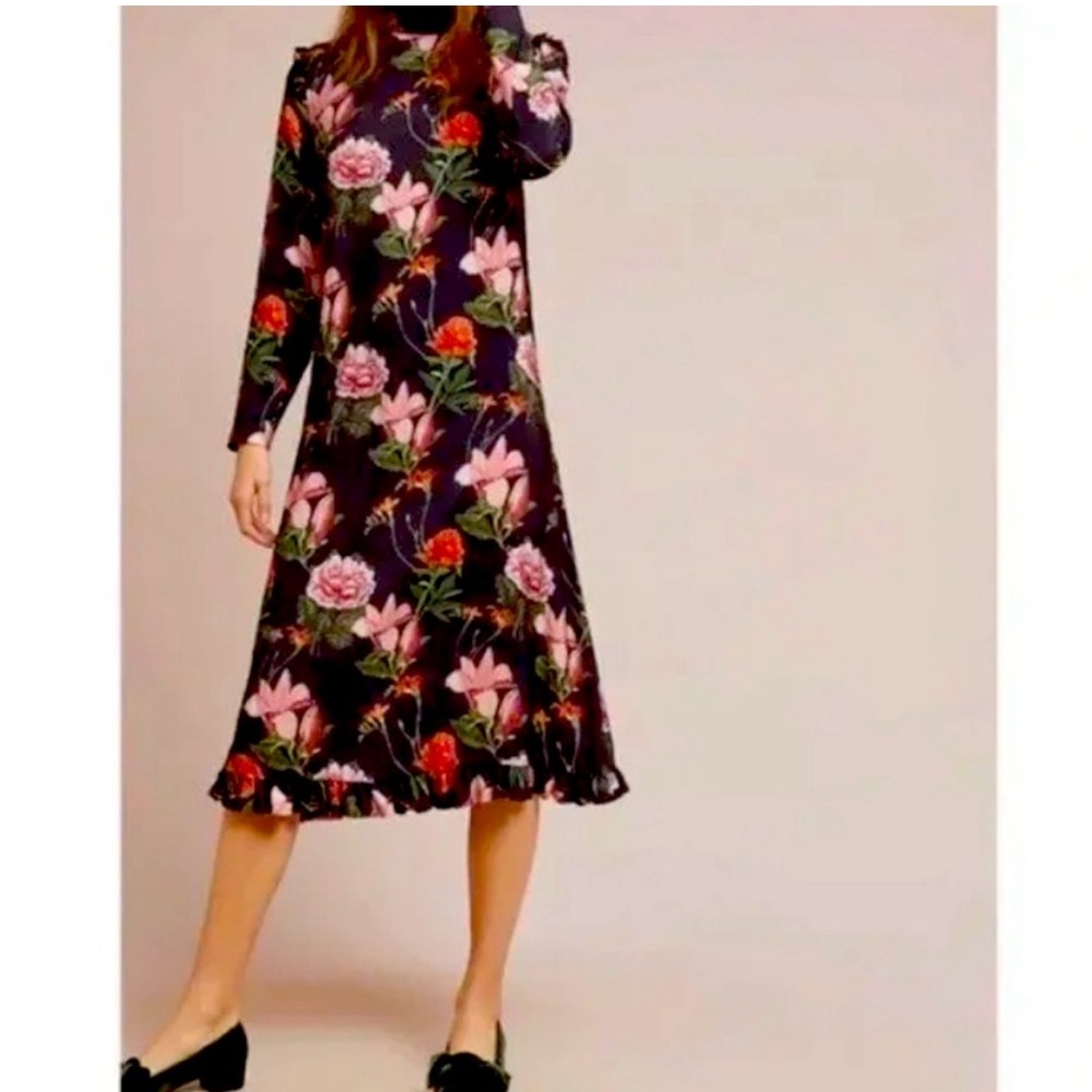 JUST Ruffle Hem Floral Midi/Maxi Dress